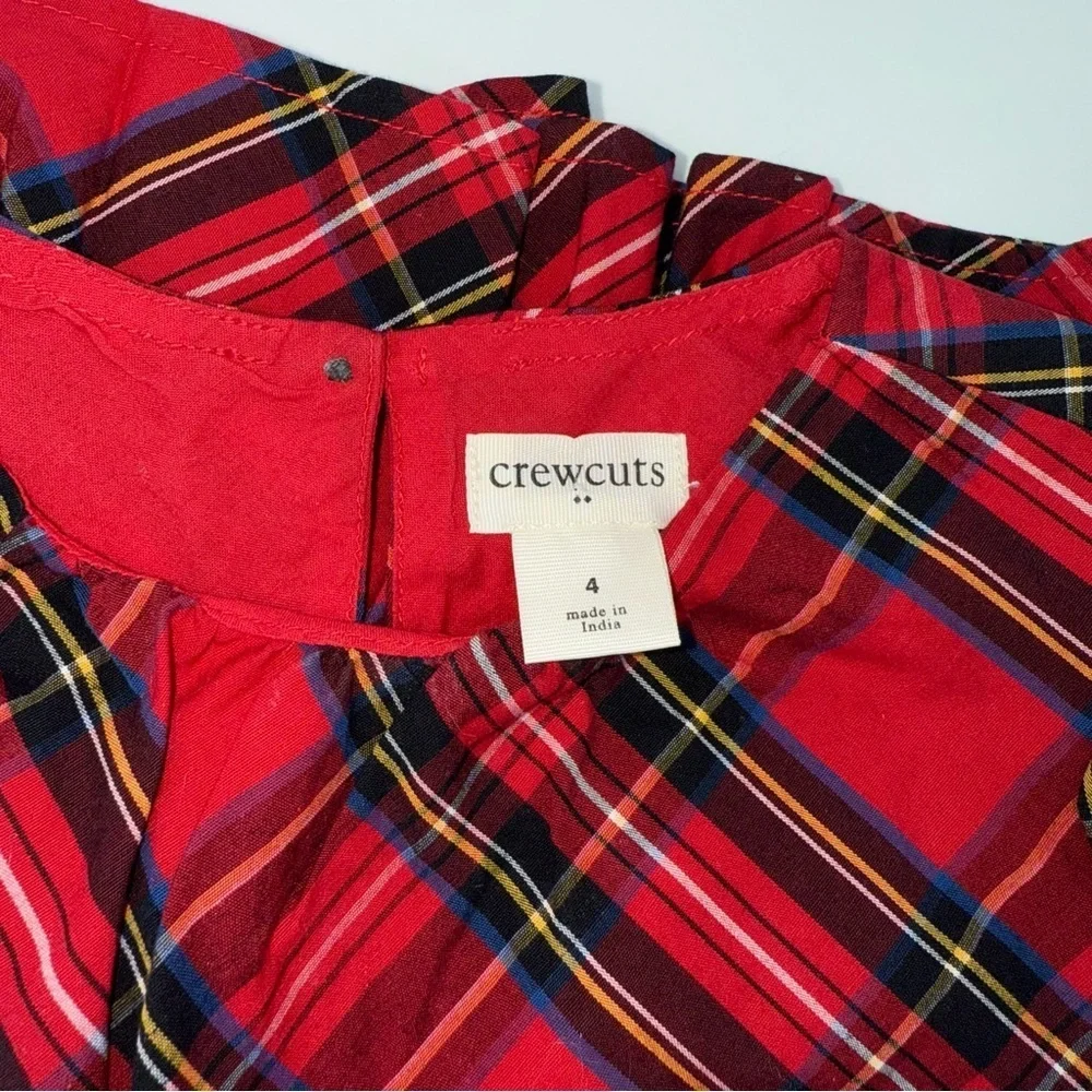 Crewcuts Girls Christmas Plaid Dress with Black Tie Belt